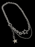Rhinestone Star Decor Layered Chain Necklace-Outfit