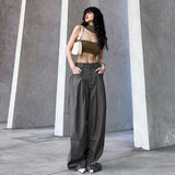 Retro Street Low Waist Wide Leg Pants-Outfit