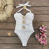 Solid-Colored Swimsuit Women's 2025 New Short Dress Two Sets Of Hollow Breast Swimsuit