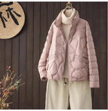 Autumn Winter New Style Art Fan Li Collar Leisure Spring And Autumn Light Short Down Jacket Female Joker Show Thin Short Coat-Outfit