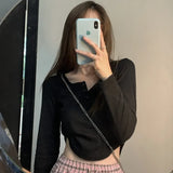 Fongt Sense Long-Sleeved T-Shirt Female 2024 Spring And Autumn New Korean Version Slim Careful Machine Bottom Shirt Short Student