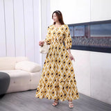 Printed Medium-Sleeved Dress-Outfit