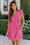 Fongt New Lace Jacquard Hollow-Out V-Neck Dress With Cloth Shorts In Her Pocket-Outfit