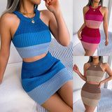Shooting 2025 Spring And Summer Fashion Gradually Color Exposed Umbilled Coat Ass Skirt Set Women's