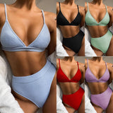 Fongt 2023 Outer Single Bikini Burst Solid Color Bikini Women's Split Swimsuit Triangle Bikini B170-Outfit