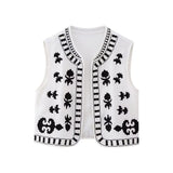 Spring Casual Loose Embroidered Cardigan Vest-Outfit