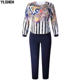 Two 2 Piece Set African Clothes Africa 2021 Dashiki Fashion Print Dresses Suit Bazin Top Pants Elastic Party Plus Size