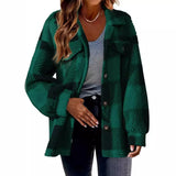 Fongt Women's 2025 New Autumn And Winter With Pocket Lattice Lamb Jacket Button Plush