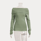 Fongt Knitted Shirt 2025 Spring Women Feel Solid Color Jacket Head Collar Long-Sleeved Knitting Shirt