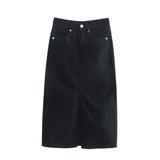 New Denim Split Design Medium-Length Skirt 2569999-Outfit