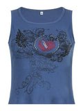 crop tank top with heart rhinestone