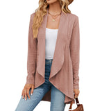 New Solid Color Long-Sleeved Cardigan Loose Jacket Knit Coat Female-Outfit