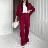 Fongt 2025 Round Neck Fashion Simple Atmospheric Jacket Jacket Casual Straight Trousers