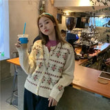 Floral Jacquard Knitted Cardigan-Outfit