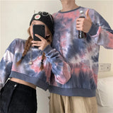 Tie Dye Print Sweatshirts Women Autumn Loose Long Sleeve Oversized Hoodies for Lovers Couples