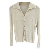 Fongt Sense Of The Small V-Neck Long-Sleeved Knitted Shirt Women's Autumn And Winter New Half-Opened Collared Blouse Bottom