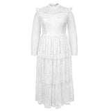 Fongt New Perspective Sleeve Half-High Lace Dress Party Party Banquet Elegant Style Dress Dress Dresses
