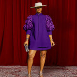 Fongt Temperament Commuting Small Straight-Necked Cardigan Dress Designer Folded Short-Sleeved Top Dress Dress