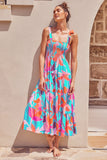 Fongt Summer Women's New Commuting Sleeveless Hot Girl Prints Long Sling Dress Women