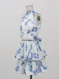 Fongt High-End Printed Women's Suit 2025 Autumn And Winter New Fashion Sleeveless Two-Piece Skirt Suit Women's Clothing