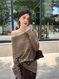 Fongt Xixi 2025 Autumn New White Standard Loose Long-Sleeved Hollow Wool Knitted Sweater Sweater Women 25333