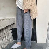 Warm Knitted Sweatpants Women's Casual High Waist Thick Harem Ankle-length Pants Korean Loose Sweater Pantalones