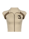 Vintage Zip Up Crop Top-Outfit