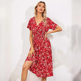 Women's Wear Station Summer Small Floral Print Short-Sleeved Dress-Outfit