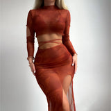 Fongt New Long-Sleeved Skirt Style Top Swimsuit Suit Split Bikini Bikini