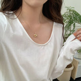 T-Shirt Women's Long-Sleeved Undershirt Cotton Loose Open Collarbone U-Collar Blouse-Outfit