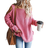 Fongt And Winter New Fashion Sling Long Sleeve Off-The-Shoulder Jumper Knit Sweater