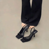 Fongt High-End Feeling! Ladies Do Not Tired Feet Sandals With Skirts With Fine Heel Trip With Black High-Heeled Shoes