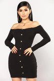 Color Off Shoulder Long Sleeve Sexy Slash Neck