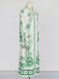 Fongt Light Luxury Dress 2025 Summer New Design V-Neck Print Lantern Sleeve High-End Feel Dress