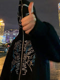 up hoodie with glittering rhinestones and face