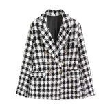 Fongt Women's 4 Color Texture Double Buckle Long Blazer Women K2 New Autumn