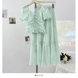 Fongt Summer French Temperament Elegant Niche High-End Repair Body High-Waisted A-Character Skirt Fashion Suit