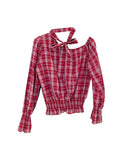 Fongt Xixi 2025 Spring New Temperament Retro Ins Round Neck Tucked Blouse Female 89218