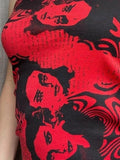 Gothic Screen Print Crop Tank Top-Outfit