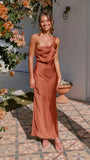 24 New Style Elegant One Shoulder Solid Color Bra A-line Dress Slim Fit Fashion Party MIDI Evening Dress-Outfit