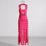 Sexy Hollow Dress Spring 2025 New Fashion Film Stitching Design Sleeveless
