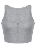 Buttoned Rib Crop Tank Top-Outfit