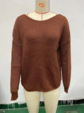 Fongt New Open Back Knit Sweater Long Sleeve Long Sleeve Knit Sweater Woman-Outfit