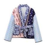 Fongt Autumn And Winter New Women's Clothing Collar Printing Cotton Loose Casual Splicing Cotton Jacket