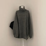 New 2021 Autumn Winter Women Sweaters Pullovers Oversized Fashionable Split Vintage Turtleneck Elegant Tops