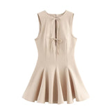 Fongt Women's Clothing 2025 Spring New Women's Wide Swing Bow Dress