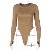 Fashion 2020 Autumn Winter Bodycon Bodysuits Vintage Outfits O-neck Body