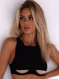 Top Cut Out Tank Top Solid Slim Crop Top Women Basic Corset 90s Tops Sleeveless Baby Tee Summer Streetwear Y2K