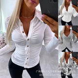 Women's Ruffle Button Shirt-ODS4431 Collection-Outfit