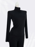 Fongt Cotton Super Soft Pendant Pile Collar Bottom Shirt Female Spring With A Slim Solid Color High Collar Long Sleeve T-Shirt-Outfit